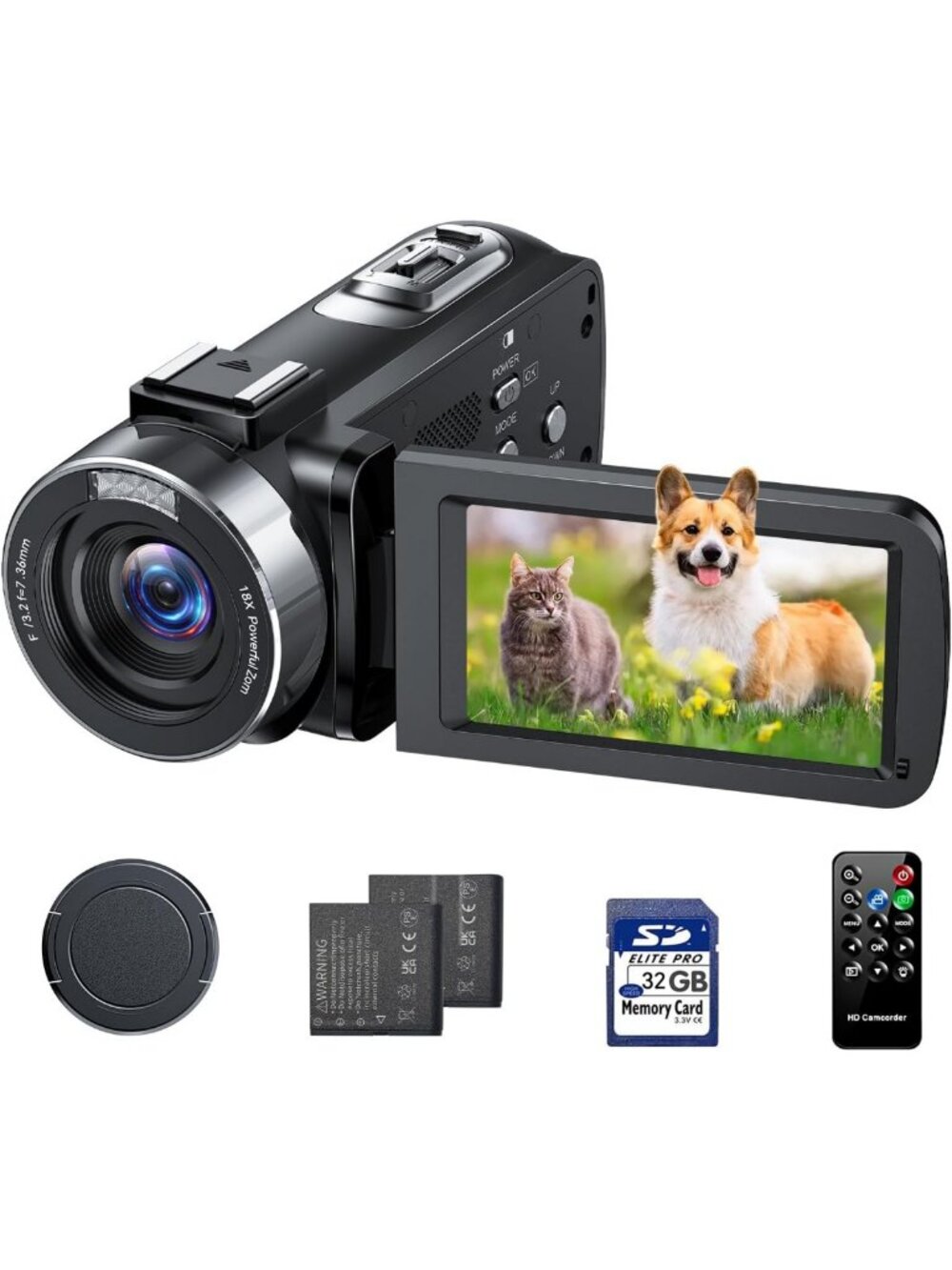 4K Video Camera for Vlogging, 42MP Digital Camcorder, 18X Zoom, Remote, 2